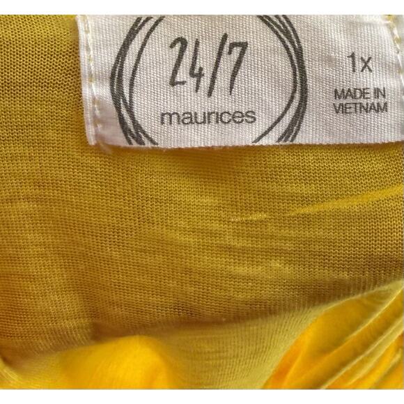Maurices Baseball T Shirt Top Plus Sz 1X Bright Yellow White Womens Burnout Tee - Picture 5 of 7
